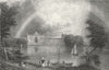 NOTTS. Newstead Abbey. Fullarton lake boats-Finden 1850 old antique print