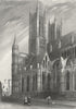 LINCS. Lincoln cathedral SW angle 1836 old antique vintage print picture