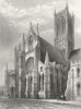 LINCOLN. cathedral south Transept & Central Tower 1836 old antique print