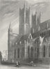 LINCS. Lincoln cathedral SW angle 1860 old antique vintage print picture