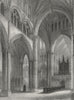 LINCOLN. cathedral Nave, looking N Transept 1860 old antique print picture