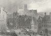 LINCS. Lincoln. Bartlett Britton city & cathedral  1827 old antique print