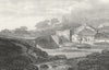 NORTHUMBS. Warkworth Castle Girtin bridge 1873 old antique print picture