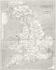 UK. Roman Britain Britannia town names; Horsley c1850 old antique map chart