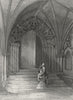 NORFOLK. Norwich cathedral entry to Cloisters 1860 old antique print picture