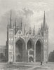 CAMBS. Peterborough cathedral 1851 old antique vintage print picture