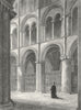 CAMBS. Peterborough cathedral view North transept 1851 old antique print