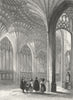 CAMBS. Peterborough cathedral lady chapel 1851 old antique print picture