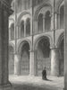CAMBS. Peterborough cathedral view North transept 1850 old antique print