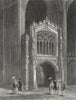 CAMBS. Peterborough cathedral Porch west end 1850 old antique print picture