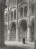CAMBS. Peterborough cathedral view North transept 1860 old antique print
