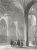 CAMBS. Peterborough cathedral lady chapel 1836 old antique print picture