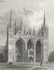 CAMBS. Peterborough cathedral 1836 old antique vintage print picture
