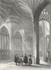 CAMBS. Peterborough cathedral lady chapel 1836 old antique print picture
