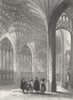 CAMBS. Peterborough cathedral lady chapel 1836 old antique print picture