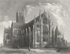 LINCS. Lincoln cathedral view 1851 old antique vintage print picture