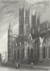 LINCS. Lincoln cathedral SW angle 1851 old antique vintage print picture