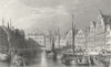 BELGIUM. Ghent. Wright Allom. boats 1860 old antique vintage print picture