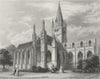 OXON. Oxford cathedral NW view 1850 old antique vintage print picture