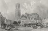 MECHELEN. Cathedral market, place Marche Malines 1840 old antique print
