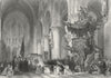 BELGIUM. Cathedral St Gudule, Carved Pulpit. Wright 1840 old antique print