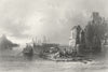 PASSAU. Approach Linz. raft boat building Mtns  1840 old antique print picture
