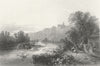 BAVARIA. Brunn-Castle Altmuhl. Watermill Cliffs 1840 old antique print picture