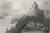 BRAUBACH. & Marksbury, Rhine. Wright-Bartlett 1840 old antique print picture