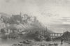 GERMANY. Town & Heidelberg, Rhine. Wright 1841 old antique print picture