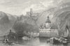 GERMANY. Caub, Gutenfels & Pfalz. Wright 1841 old antique print picture