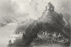 BRAUBACH. & Marksbury, Rhine. Wright-Bartlett 1841 old antique print picture