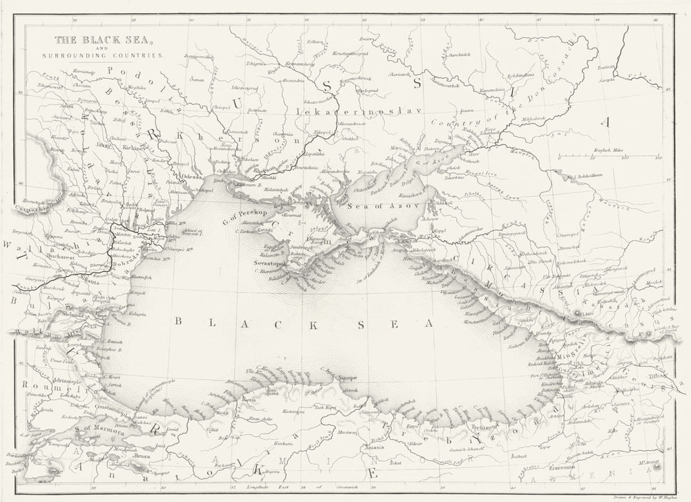 BLACK SEA. countries. BALKANS. Beattie map 'The 1840 old antique chart