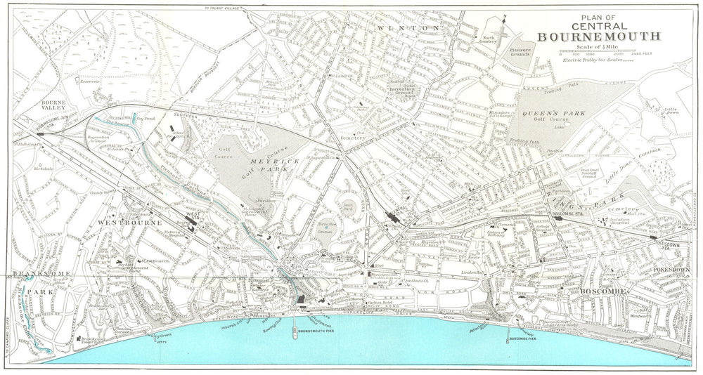CENTRAL BOURNEMOUTH vintage town/city plan. Dorset. WARD LOCK 1963 old map