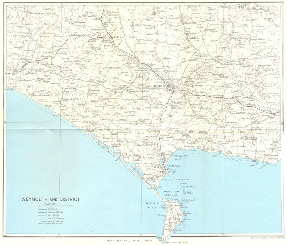 WEYMOUTH environs. Chesil Beach Portland Dorchester Bridport. Dorset 1963 map