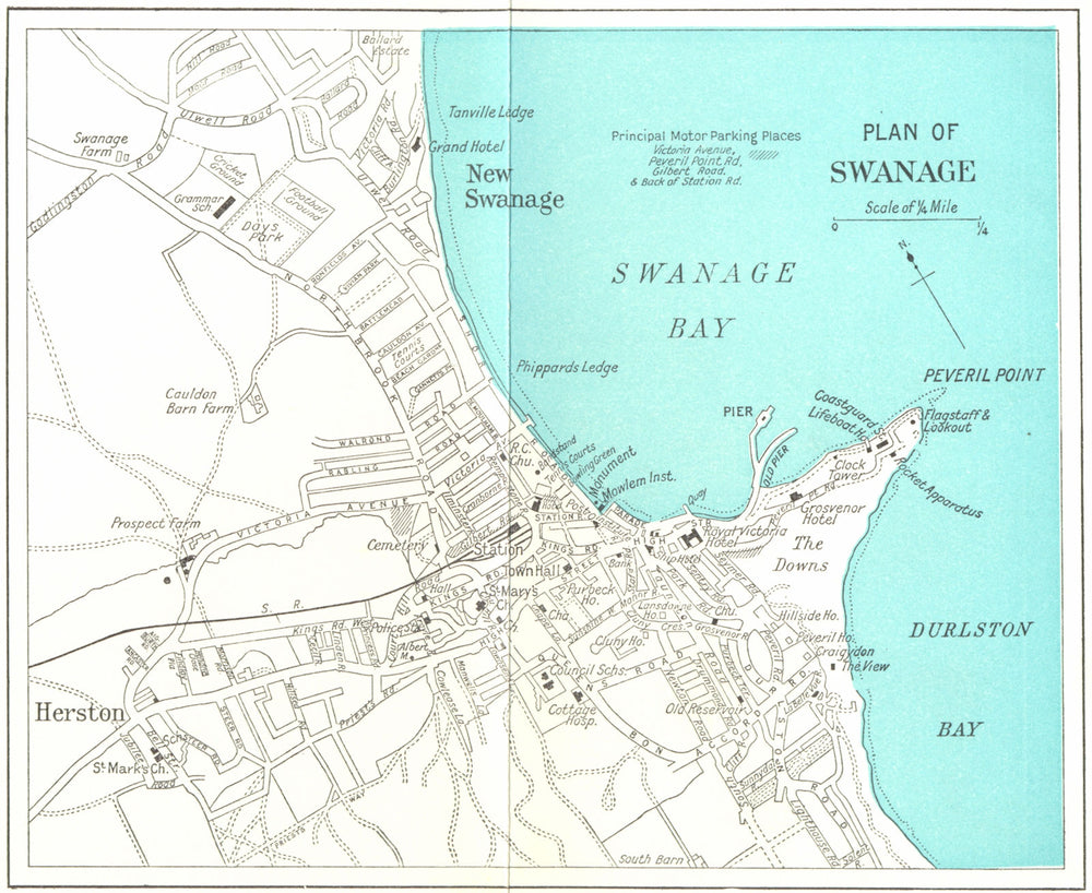 SWANAGE vintage town/city plan. Dorset. WARD LOCK 1963 old vintage map chart