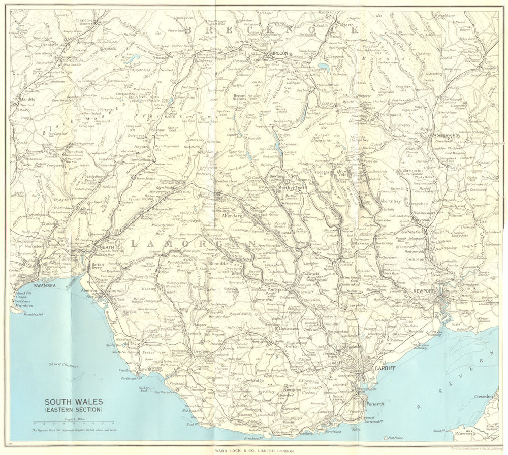 SOUTH EAST WALES Glamorgan Breconshire cardiff Newport Swansea Neath 1963 map