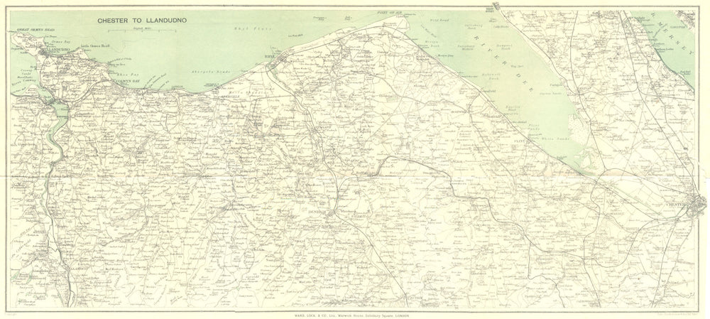 NORTH WALES COAST. Chester-Llandudno. Denbigh Rhyl Deeside. WARD LOCK 1924 map