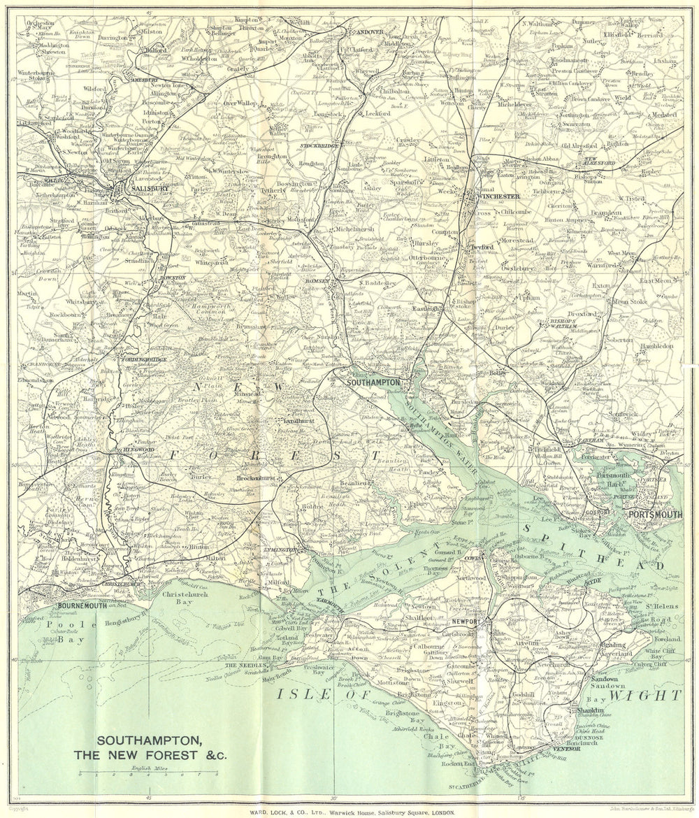 SOUTHAMPTON ENVIRONS Isle of Wight New Forest Bournemouth Winchester 1930 map