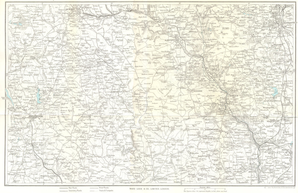 PEAK DISTRICT SOUTH Matlock Dovedale Buxton Chesterfield Leek Bakewell 1965 map