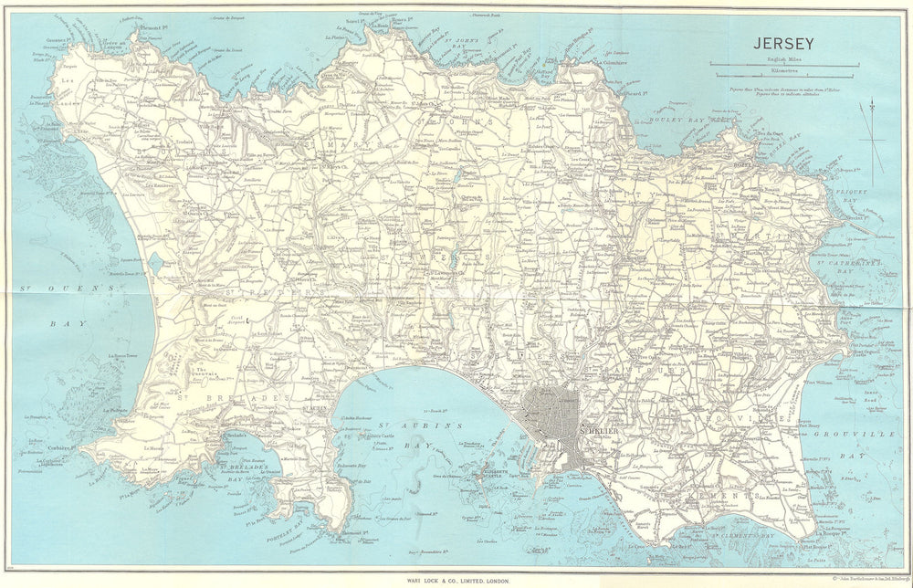 JERSEY. St Helier. Channel Islands. WARD LOCK 1964 old vintage map plan chart