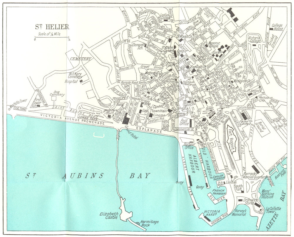 ST. HELIER vintage town/city plan. Jersey Channel Islands. WARD LOCK 1964 map