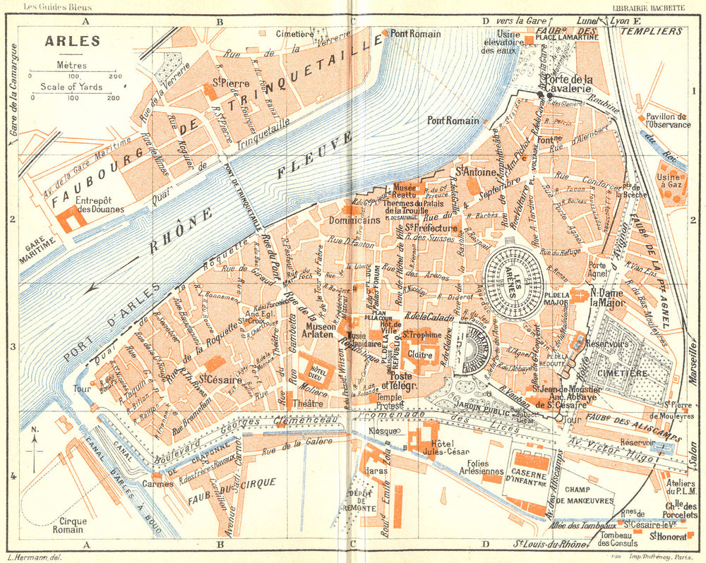 PROVENCE. Arles 1926 old vintage map plan chart