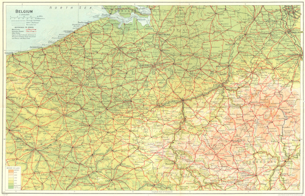 BELGIUM. Belgium 1929 old vintage map plan chart