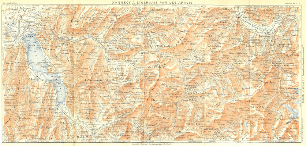 HAUTE-SAVOIE. Annecy St Gervais par Aravis. Alpes Françaises 1926 old map