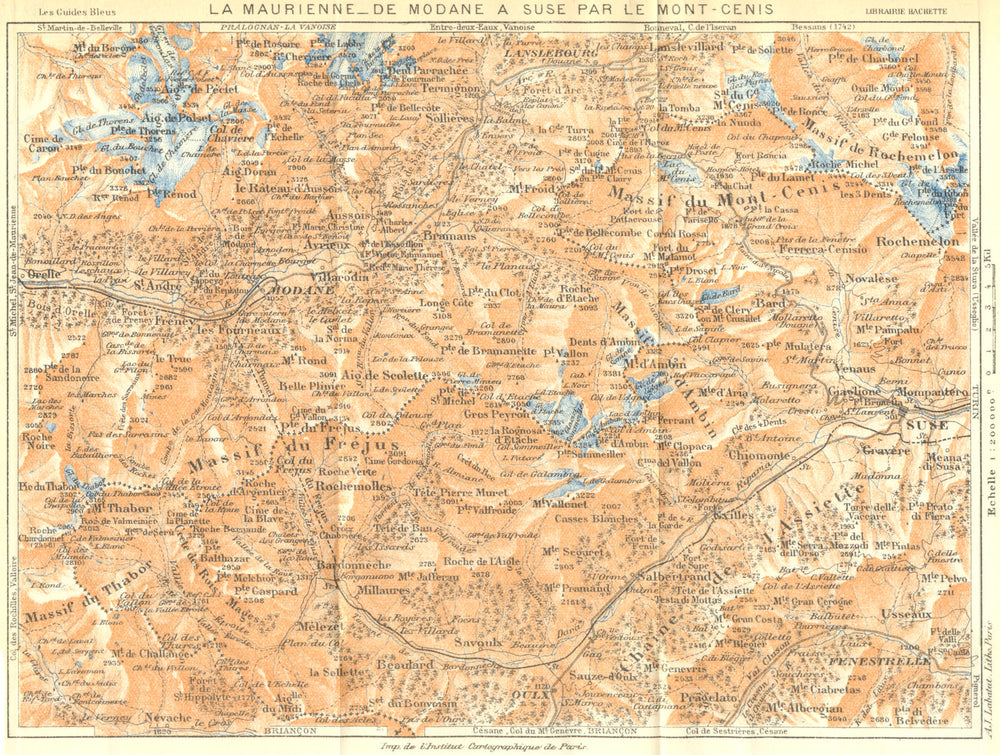 MAURIENNE. Suse Modane Mont-Cenis. Alpes Françaises 1926 old vintage map chart