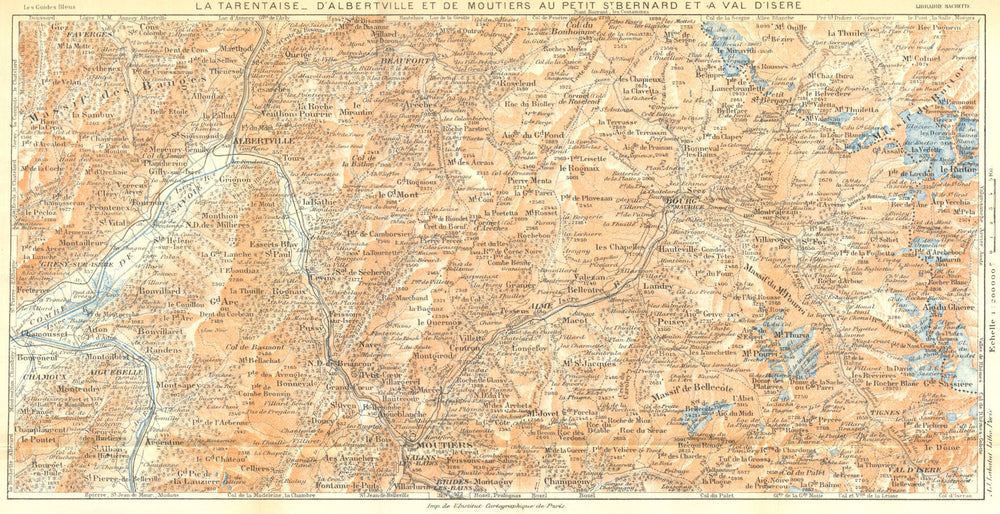 TARENTAISE. Albertville Tignes Val d'Isere. Alpes Françaises 1926 old map