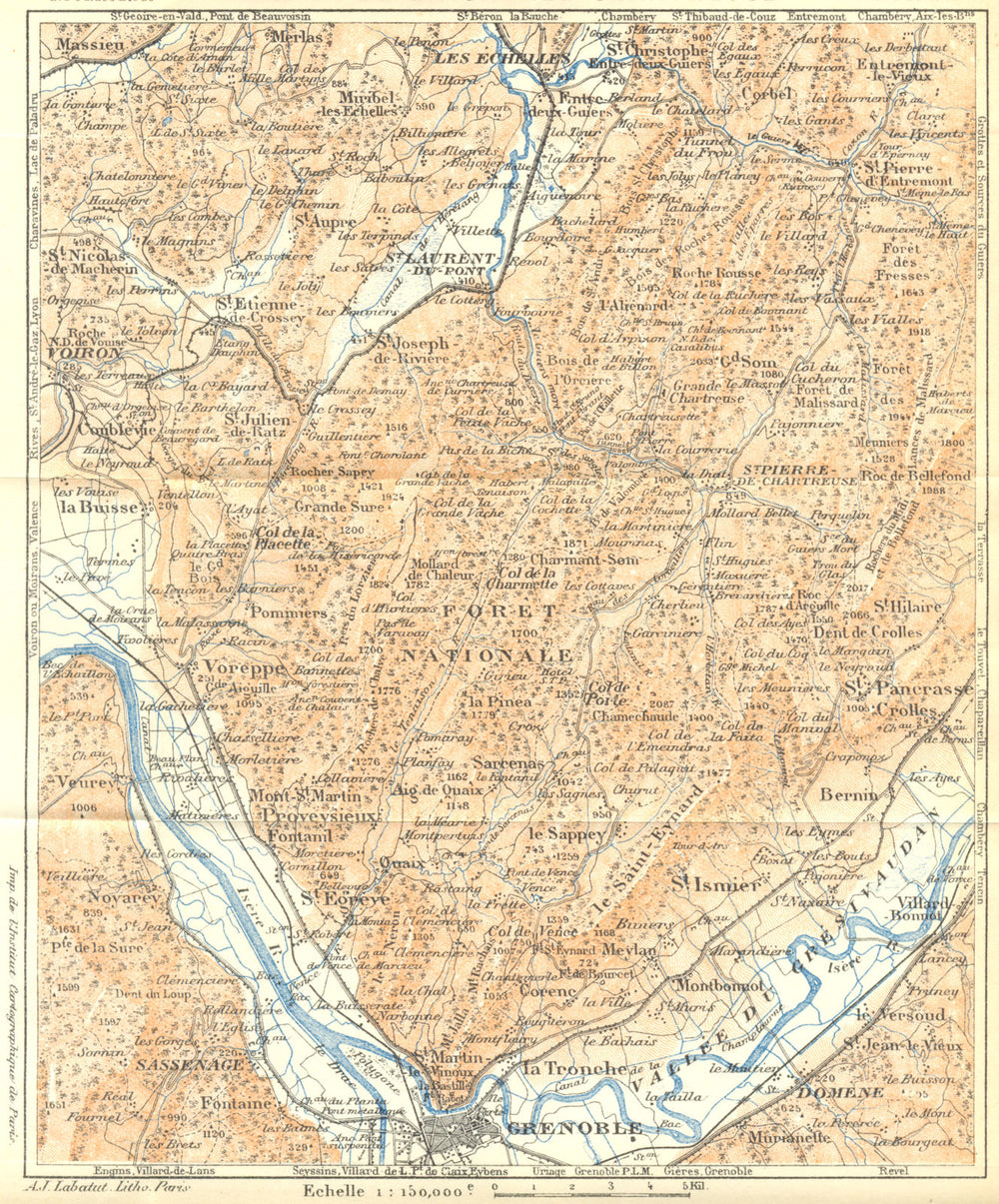 ISERE-SAVOIE. Massif de Grande Chartreuse. Alpes Françaises 1926 old map