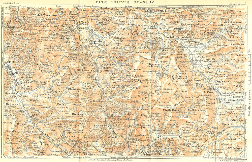 HAUTES-ALPES. Diois Trieves Devoluy Gap. Alpes Françaises 1926 old vintage map