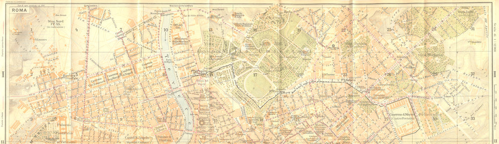 ROME. Roma section I of III 1925 old vintage map plan chart