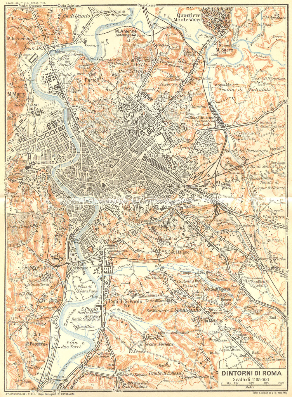 ROME. Dintorni Di Roma 1925 old vintage map plan chart